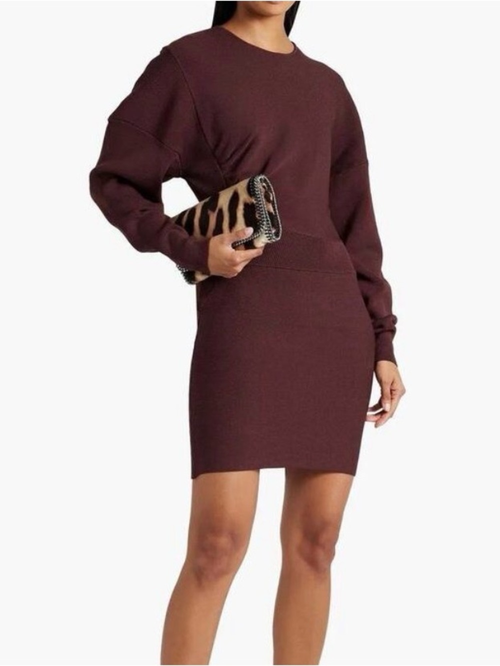 GANNI 
Ruched Ribbed-Knit Mini Dress
$445 XXS New